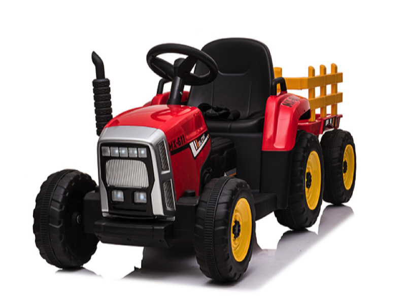 xmx611-tractor-elektrische-kinder-accu-voertuig-el.jpg Tractor Rood, 2X 12 Volt Motoren, Elektrische Kindertractor. - Afbeelding 1